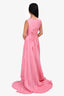 Oscar De La Renta Pink Crinkled Pleated Dress Size 8