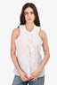 Oscar De La Renta White Eyelet Embroidered Sleeveless Button-Up Top Est. Size S