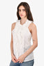 Oscar De La Renta White Eyelet Embroidered Sleeveless Button-Up Top Est. Size S