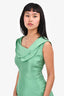 Oscar De La Renta Green Silk Sleeveless Layered Collar Top Size 8