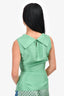 Oscar De La Renta Green Silk Sleeveless Layered Collar Top Size 8