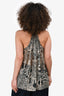 Isabel Marant Cream/Black Silk Sleeveless Top Size 36