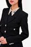 Alessandra Rich Black Pearl Button Cropped Blazer Size 38