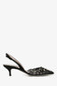 Rene Caovilla Black Lace Crystal/Pearl Embellished Heels Size 37