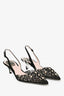 Rene Caovilla Black Lace Crystal/Pearl Embellished Heels Size 37