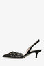 Rene Caovilla Black Lace Crystal/Pearl Embellished Heels Size 37