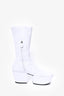 Prada White Leather Sock Heeled Boots Size 39.5