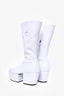 Prada White Leather Sock Heeled Boots Size 39.5