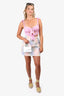 By Far White Croc Embossed Mini Top Handle with Strap