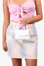 By Far White Croc Embossed Mini Top Handle with Strap
