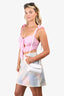 By Far White Croc Embossed Mini Top Handle with Strap