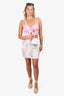 By Far White Croc Embossed Mini Top Handle with Strap