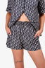 Christian Dior Navy Oblique Monogram Silk Chez Moi Shorts Size 2