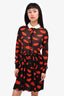 Saint Laurent Blue/Red Silk Lip Detail Sheer Dress Size 38