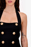Balmain Black Gold Button Halter Dress Size 36