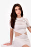 Balmain White Knit Mesh Striped Mini Dress Size 34