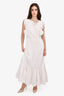 Sea New York White Linen Blend Sleeveless Midi Tiered Dress with Ruffle Size 2