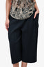 Issey Miyake Me Navy Pleated Wide Leg Capris Size 34