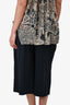 Issey Miyake Me Navy Pleated Wide Leg Capris Size 34