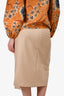 Fendi Beige Perforated Panel Midi Skirt Size 42