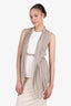 Brunello Cucinelli Beige Open Front Sleeveless Cardigan Size S