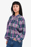 Isabel Marant Etoile Purple/Green Plaid Cotton Button Down Shirt Size 38