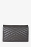 Saint Laurent Grey Chevron Leather Cassandre Envelope Wallet on Chain