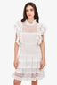 Anine Bing White Lace Tiered Ruffle Detail Dress Size M
