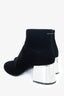 MM6 Maison Margiela Black Velvet Cube Heel Boots Size 37.5
