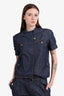 Escada Sport Blue Denim Short Sleeve Button Down Shirt Size 38
