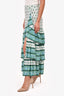 Sandro Green/White Patterned Tiered Midi Skirt Size 1