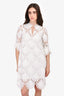 Maje White Crochet 3/4 Sleeve Dress with Slip Size M