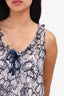 See by Chloe Navy Blue/White Patterned Tiered Ruffle Dress Size 36