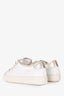 Tod's White/ Gold Metallic Leather Trim Detailed Sneakers Size 37.5