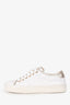 Tod's White/ Gold Metallic Leather Trim Detailed Sneakers Size 37.5