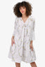 Ganni White/Multicoloured Floral Pleated Dress Size 34