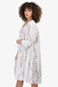 Ganni White/Multicoloured Floral Pleated Dress Size 34