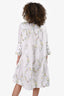 Ganni White/Multicoloured Floral Pleated Dress Size 34