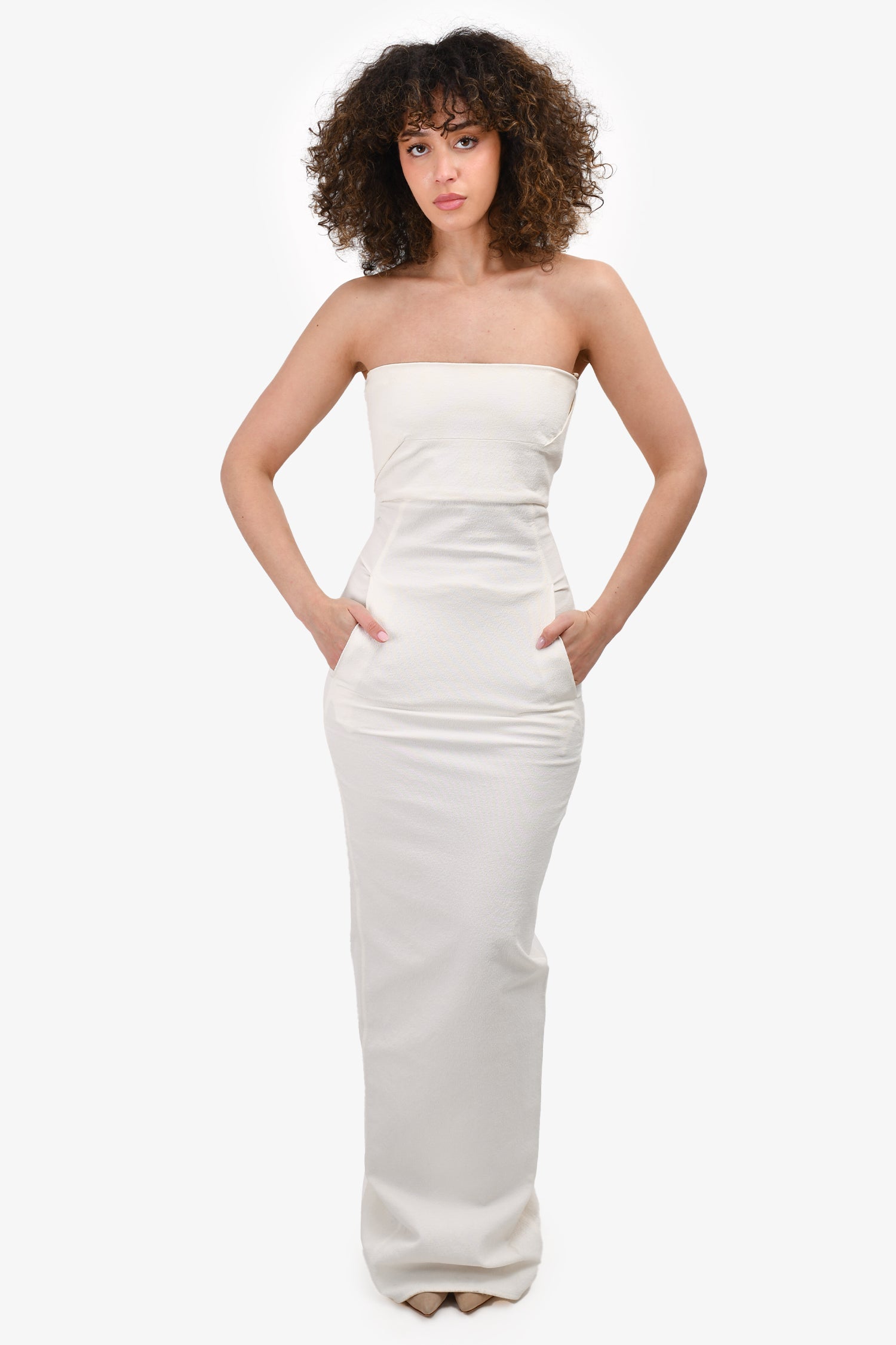 Rick Owens F/W '18 White Strapless Maxi Dress Size 4  Mine & Yours