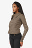 Rick Owens Olive Cotton Biker Jacket Size 6