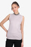 Prada Grey Sleeveless Jewel Embellished Collared Top Size 38