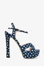 Miu Miu Blue/White Polka Dot Platform Heels Size 37.5