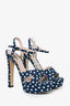 Miu Miu Blue/White Polka Dot Platform Heels Size 37.5