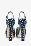 Miu Miu Blue/White Polka Dot Platform Heels Size 37.5