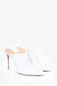 Alexandre Birman White Leather Heeled Mules Size 42