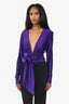 Alexandre Vauthier Purple Long-Sleeve Wrap Top Size 36