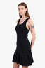Sandro Black Ribbed Ruffle Hem Sleeveless Mini Dress Size 1