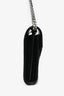Saint Laurent Black Grained Leather Chevron Wallet on Chain