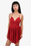 NBD Red Satin Pleated Mini Dress Size XS