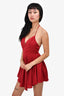 NBD Red Satin Pleated Mini Dress Size XS